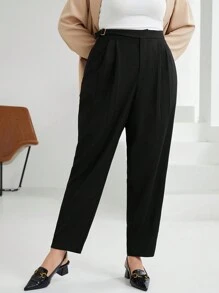 Mulvari 大碼百褶適合西裝褲 - 黑色 - 查看 1