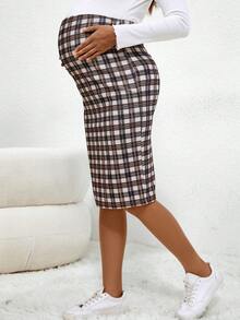 SHEIN 孕婦半身裙 - 棕色 - 查看 3