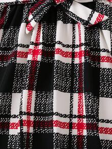 SHEIN 幼兒女童格紋束帶連身裙 - 彩色 - 查看 5