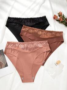 Calzones De Encaje De Talla Grande Para Mujer, Pack De 3 - Multicolor - Ver 4