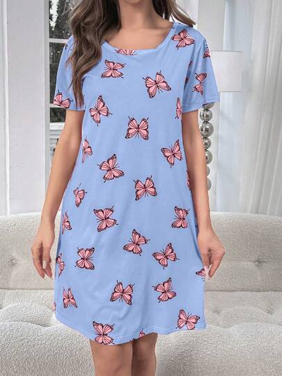 Butterfly Print Sleep Dress Pajama view 3