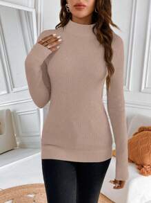 Chiquease High Neck Inner Thermal Lined Sweater - Baby Pink - View 5