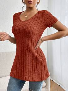 SHEIN Essnce Camiseta De Mujer - Color caoba - Ver 3