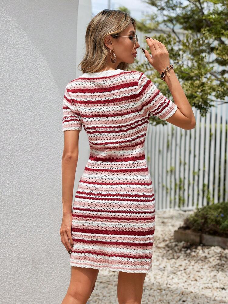 Striped Pattern Sweater Dress