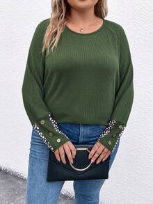 SHEIN LUNE Của phụ nữ Kích thước lớn Màu xanh lá Áo thun - xanh quân đội - Xem 4