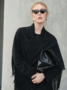 Anewsta Abrigo largo versátil de mujer - Negro - Ver 4