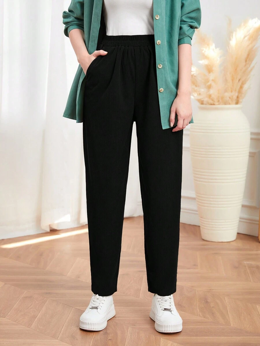 Mulvari 純色長褲 - 黑色 - 查看 1