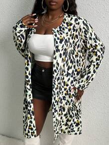 Slaydiva Plus Allover Print Open Front Coat - Multicolor - View 6