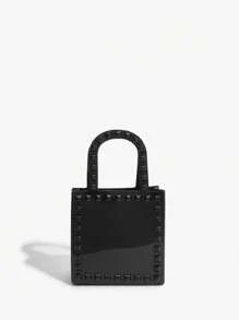 SHEIN SXY 鑲嵌裝飾雙把手果凍包 - 黑色 - 查看 1