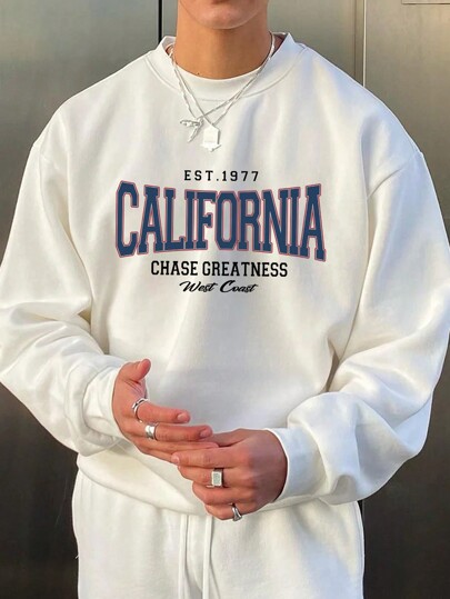 男士字母图案落肩卫衣，秋季