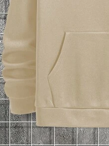 Manfinity Homme 男士字母印花連帽衫和長褲套裝 - 杏色 - 查看 5