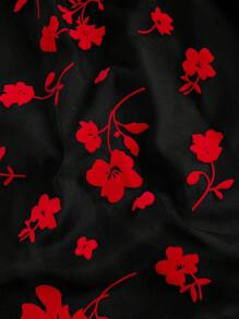 SHEIN LUNE Mesh Skirt With All-Over Floral Print Maxi Women Outfit