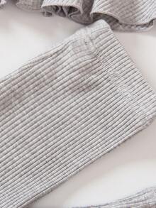 SHEIN Toddler Girls' 2 Sets Of Ribbed Stripe Top & Leggings Outfits - Multicolor - View 7