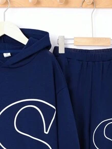 Cậu bé Tween Hai âm Đồ họa Hoạt hình Áo Hoodie & Quần thể thao - Màu Đỏ Sâu - Xem 5