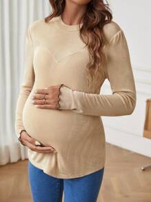 SHEIN 孕婦素色圓領T恤