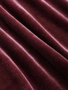 FRIFUL Velvet Mermaid Hem Ruched Skirt - Red Violet - View 3