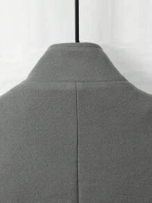 Manfinity Homme Men Solid Button Front Overcoat Without Tee - Grey - View 6