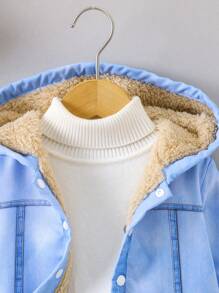 Baby Boy Thermal Lined Hooded Jacket, Fall/Winter - Blue - View 3