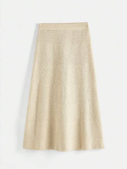 SHEIN BASICS Plus High Waist Flare Sweater Skirt