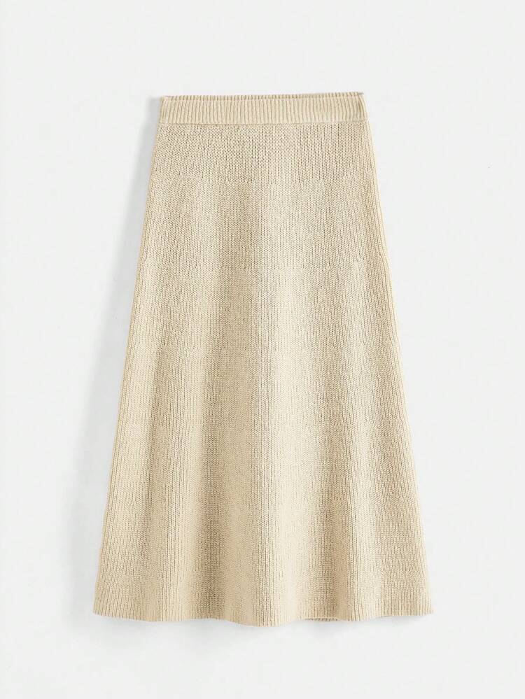 Plus High Waist Flare Sweater Skirt