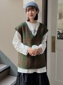 FRIFUL 女式格子V领衬衫，秋装 - 彩色 - 查看 2