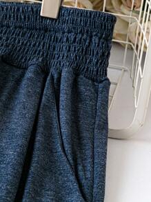 SHEIN LUNE Plus Size Blue Pants With Side Pockets - Navy Blue - View 5