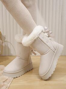 休閒,時尚,和舒服的厚底聖誕主題淺褐色的女性雪地靴,合適的適合冬天