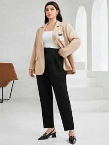 Mulvari 大碼百褶適合西裝褲 - 黑色 - 查看 6