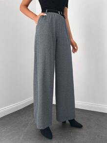 RueChic Slant Pocket Wide Leg Pants Without Belt - Multicolor - View 2