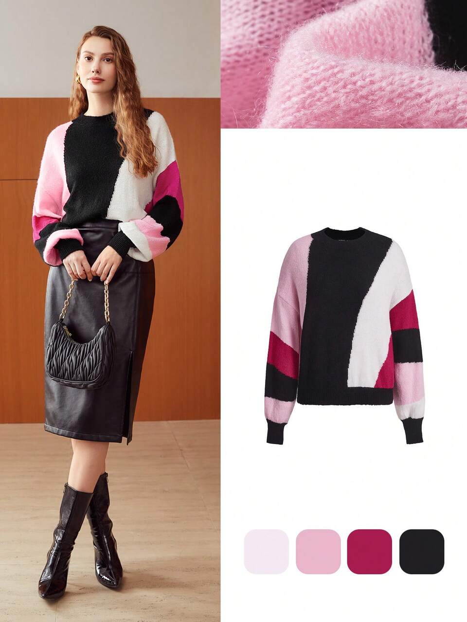 MOTF WOOL-BLEND BALLOON SLEEVE SWEATER