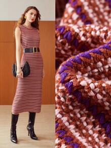 MOTF PREMIUM Sọc Giữa chiều dài Đầm Áo len Không có thắt lưng - Nhiều màu - Xem 9