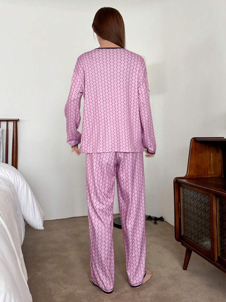 Women's Pink Pajama Set Fall,Winter