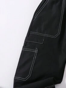 SHEIN 男童大口袋设计裤子 - 黑色 - 查看 5