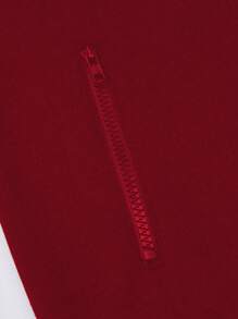 SHEIN LUNE 女式大尺碼前拉鍊連帽夾克 - 酒紅色 - 查看 6