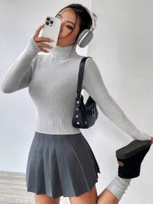 SHEIN Unity Áo len ôm dáng với họa tiết dệt nổi, kiểu dáng đa năng, thích hợp cho mùa thu đông. - Nhiều màu - Xem 5