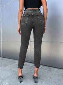 EURMUSE 女款高腰九分緊身牛仔褲