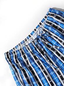 男士3入組方格印花零碎褲帶束前睡衣褲 - 彩色 - 查看 6