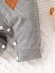 SHEIN Baby Boys' British Style Geometric Pattern 2 In 1 Jumpsuit - Multicolor - View 5