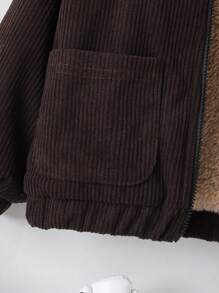 嬰兒保暖線絨呢連帽夾克 - 鏽棕色 - 查看 5