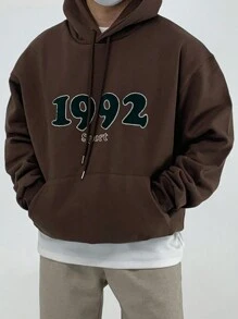 DAZY Nam In thư Dây rút Hoodie Áo nỉ - màu nâu - Xem 4