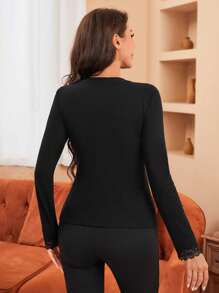 Chất rắn Gầy Áo lót giữ nhiệt hàng đầu - màu đen - Xem 2