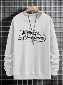 RueChic Men's Christmas Slogan Printed Sweatshirt - White - View 3