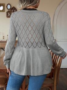 EMERY ROSE 大碼荷葉邊下擺套頭毛衣 - 灰色 - 查看 2