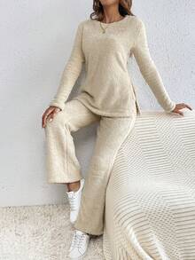 SHEIN Frenchy Áo phông trơn & Quần ống loe - trắng - Xem 3