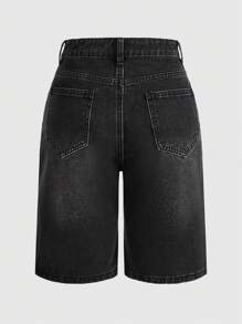 ROMWE Grunge Punk 女士磨損牛仔短褲 - 灰色 - 查看 2