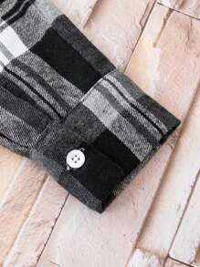 Thiếu niên con trai In kẻ sọc áo có mũ Áo sơ mi Without Tee - Nhiều màu - Xem 5