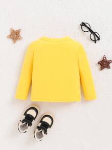 SHEIN Unisex Baby Yellow Casual Cute Cartoon Patterned Long Sleeve Top - Multicolor - View 2