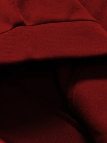 Aesthetic Post Nam Một nửa khóa kéo In thư Áo nỉ Với dây kéo - Đỏ và trắng - Xem 6