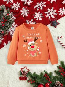 Baby Boy Christmas Print Sweatshirt - Orange - View 1