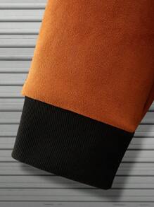 Manfinity Homme Nam Lỏng lẻo phù hợp Khối màu Áo khoác bóng chày Với dây kéo Khép kín - màu nâu - Xem 5